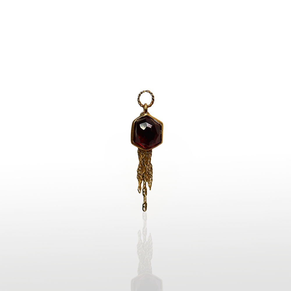 Image of Limited - Dome Hexagon Charm + Draped Tassel Chains - Garnet
