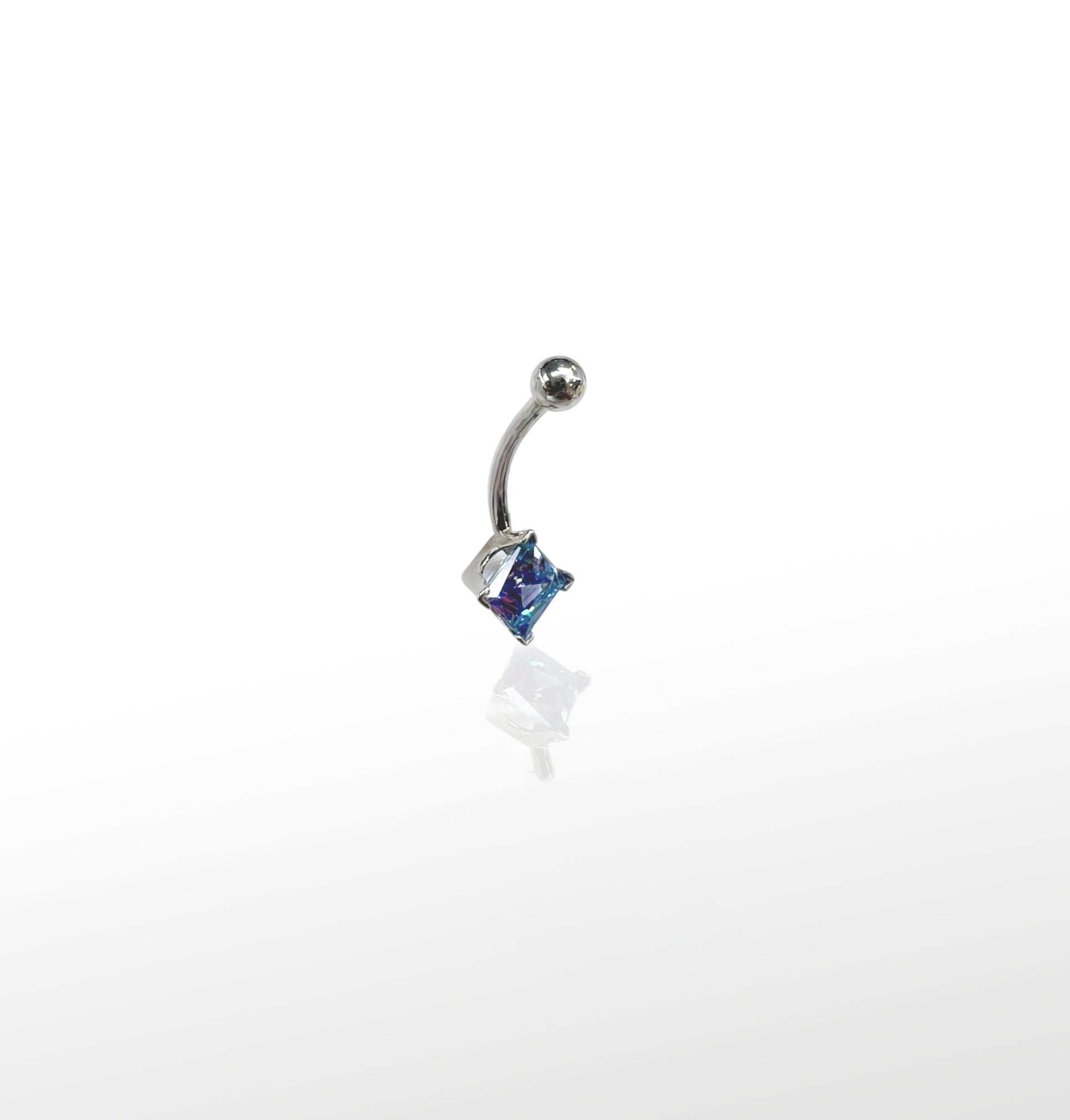 Image of Navel Prong Set Princess Cut Wg Aurora Boreal Cz