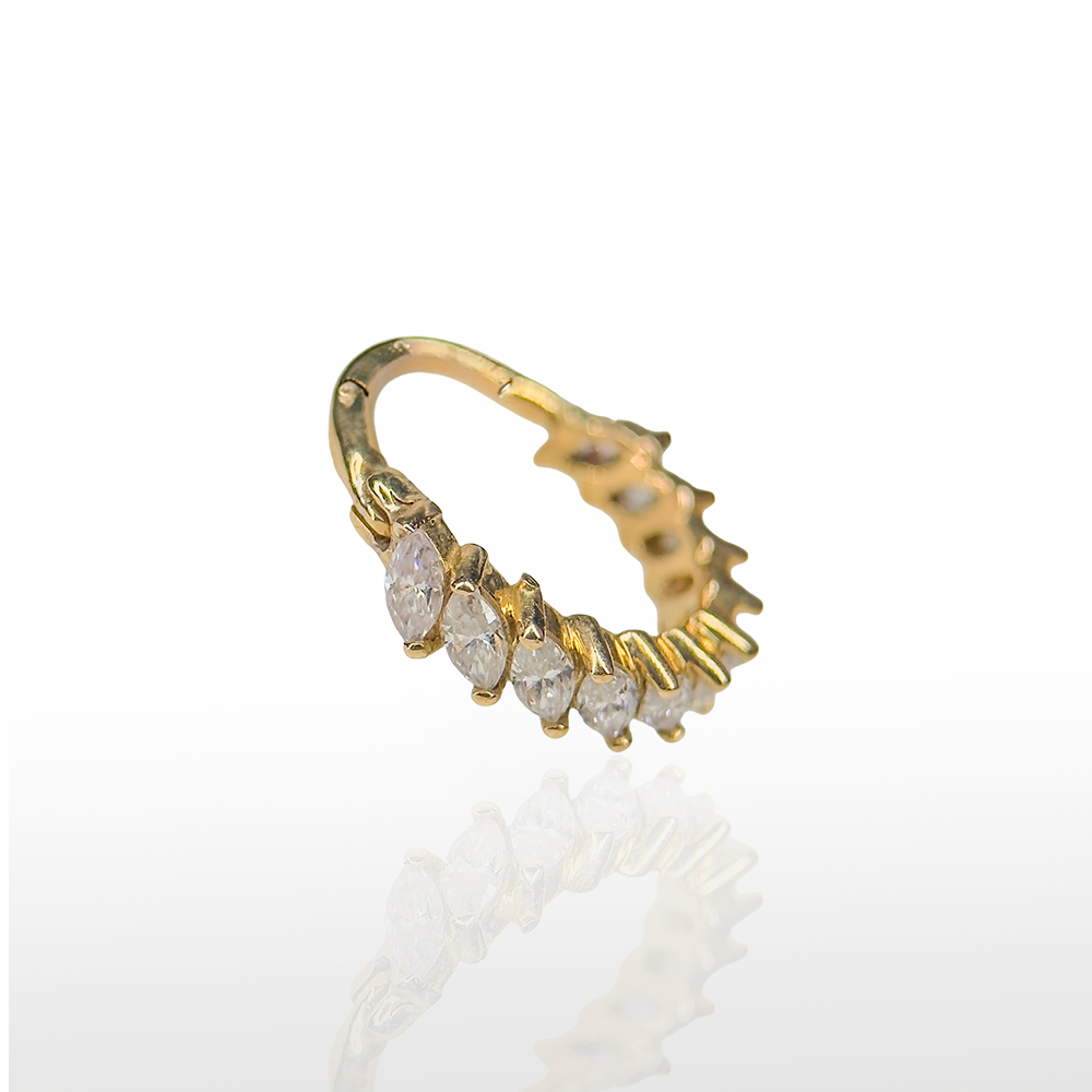 Image of Navete Clicker Lateral Marquise Moissanita