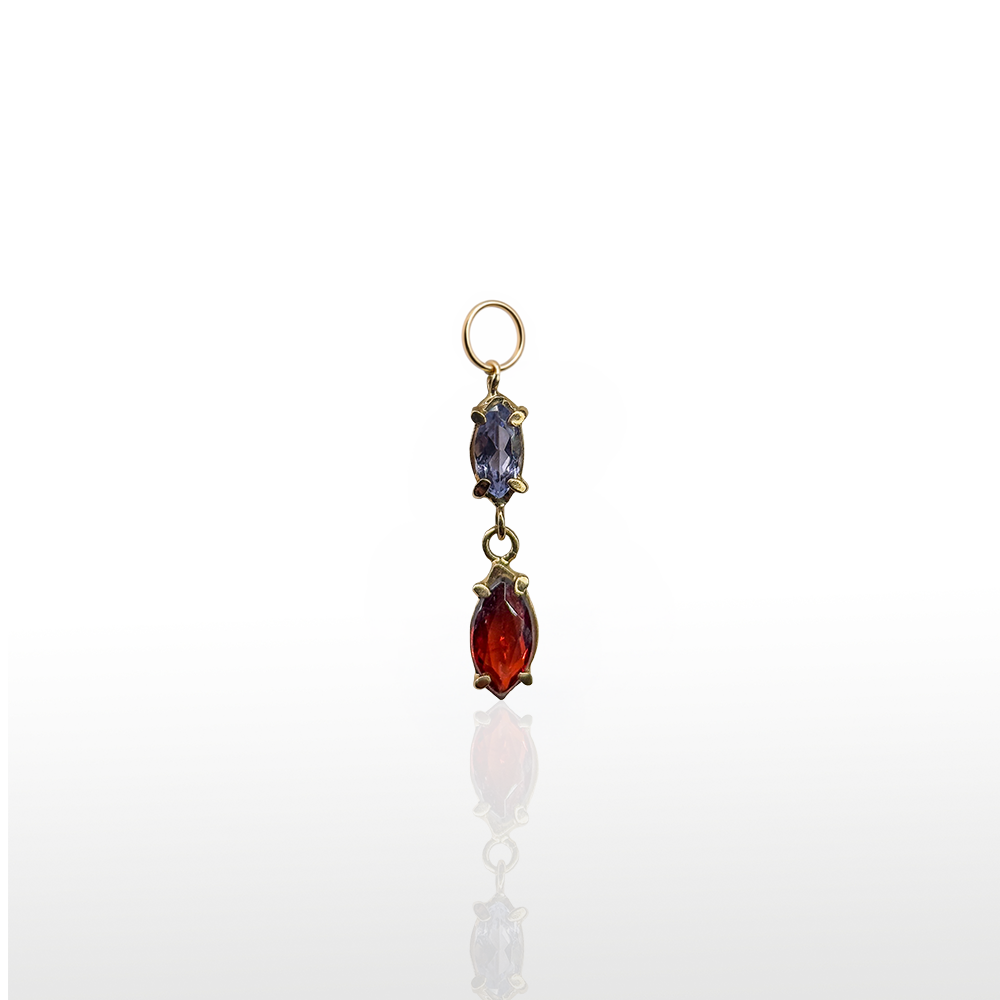 Image of Charm Doble Marquise Tanzanita + Garnet