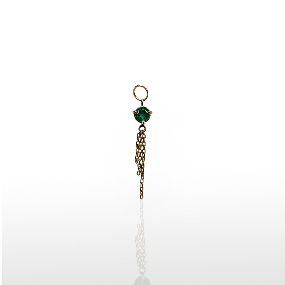 Image of Charm Prong  Gem + Tassel Esmeralda