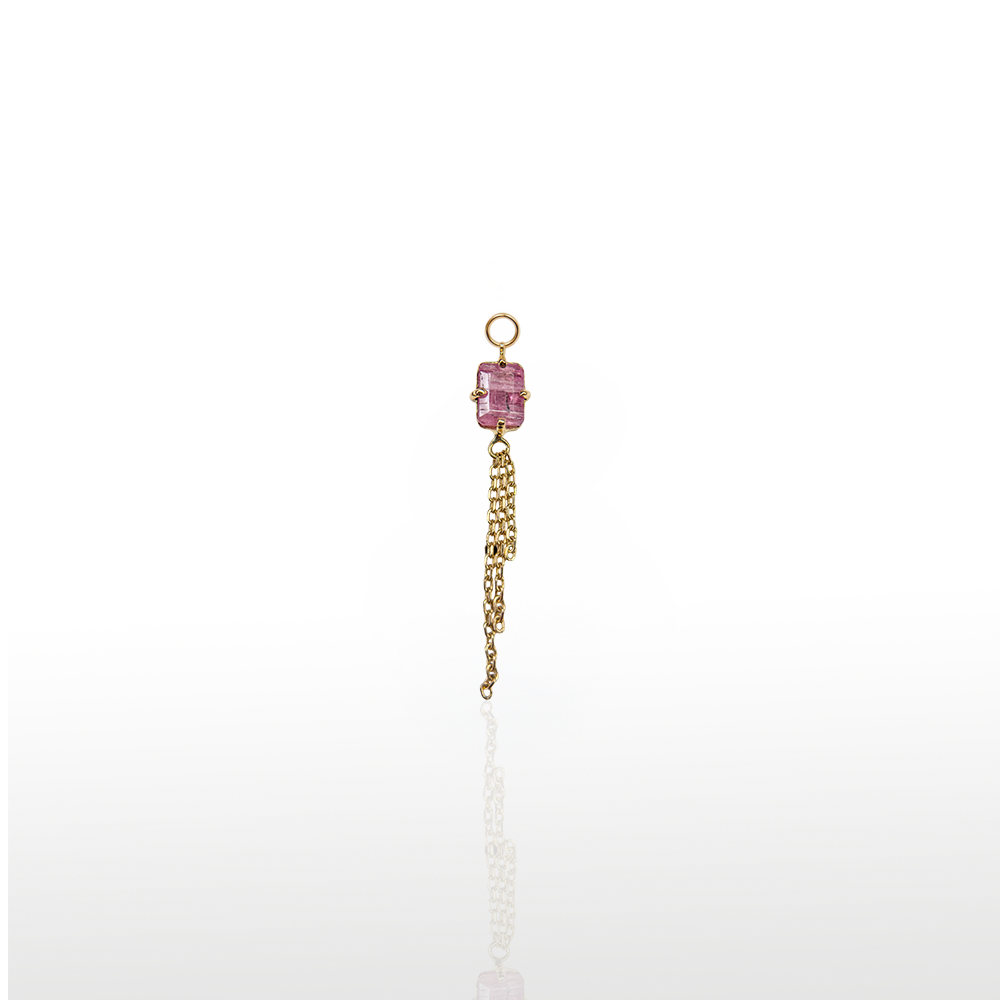 Image of Charm Prong  Gem + Tassel Turmalina Rosa