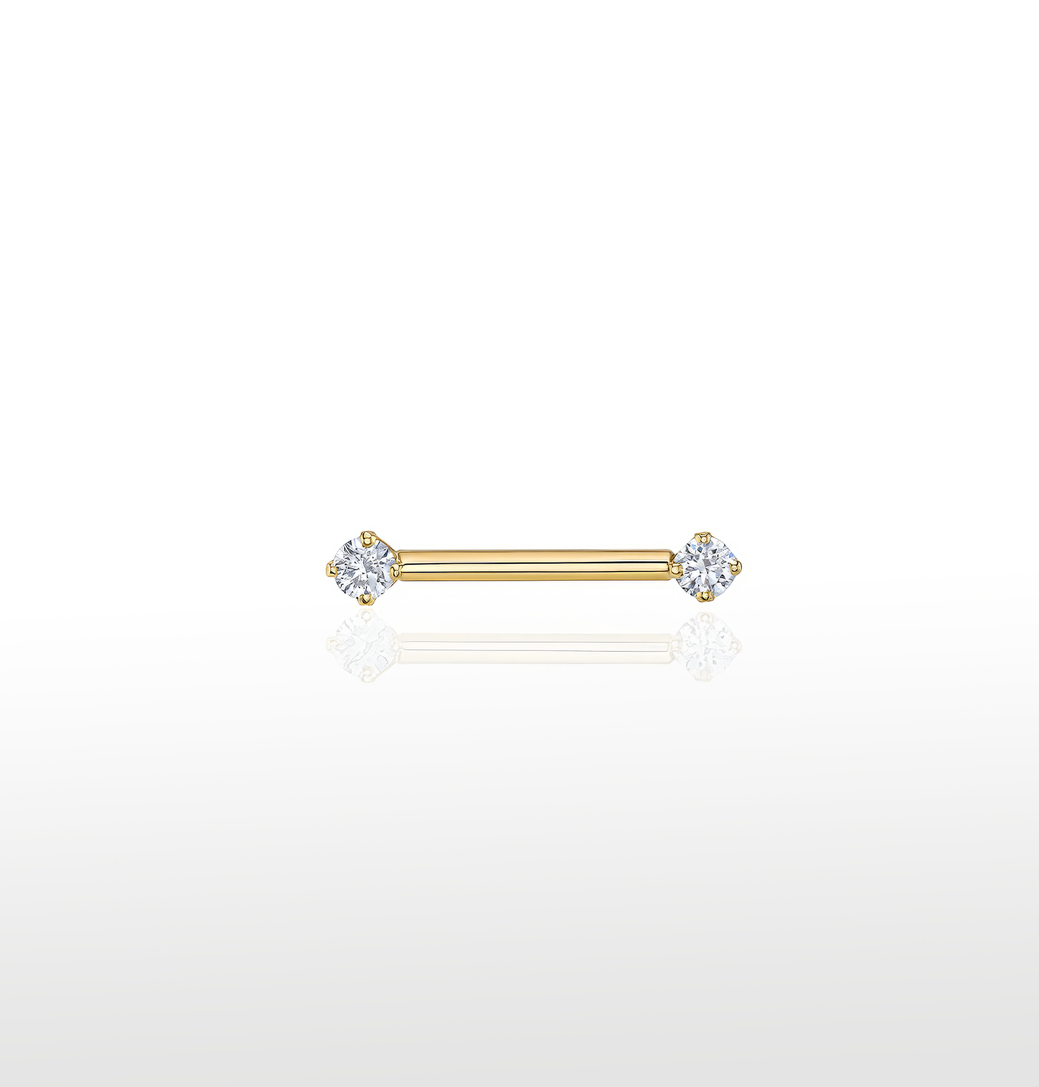 Image of Prong Bell Cz Gold Nippple Barbell